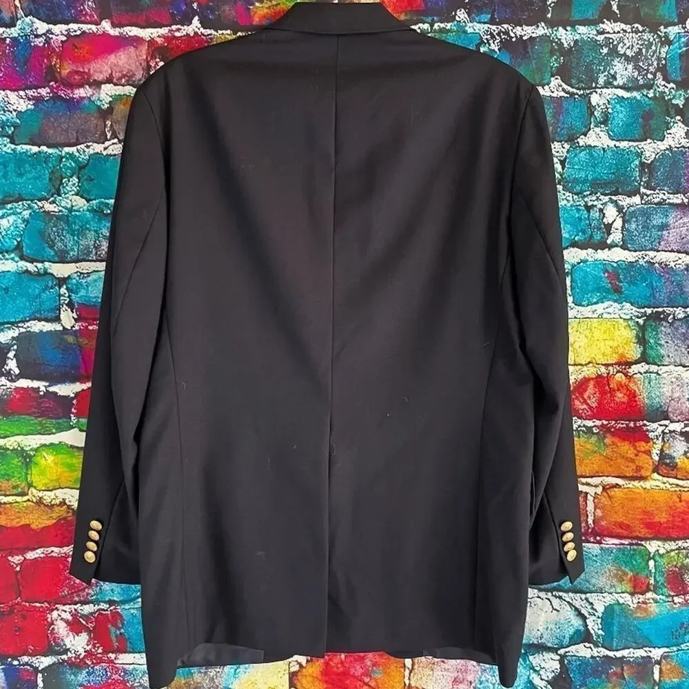 Vintage Polo University Club Ralph Lauren Gold Button Blazer Jacket Coat Wool